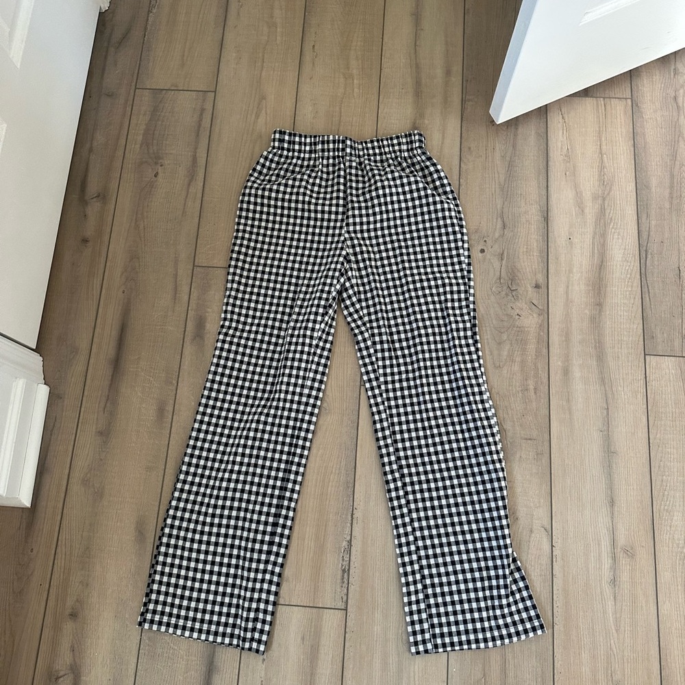 Black/White Gingham Straight Leg Pants
